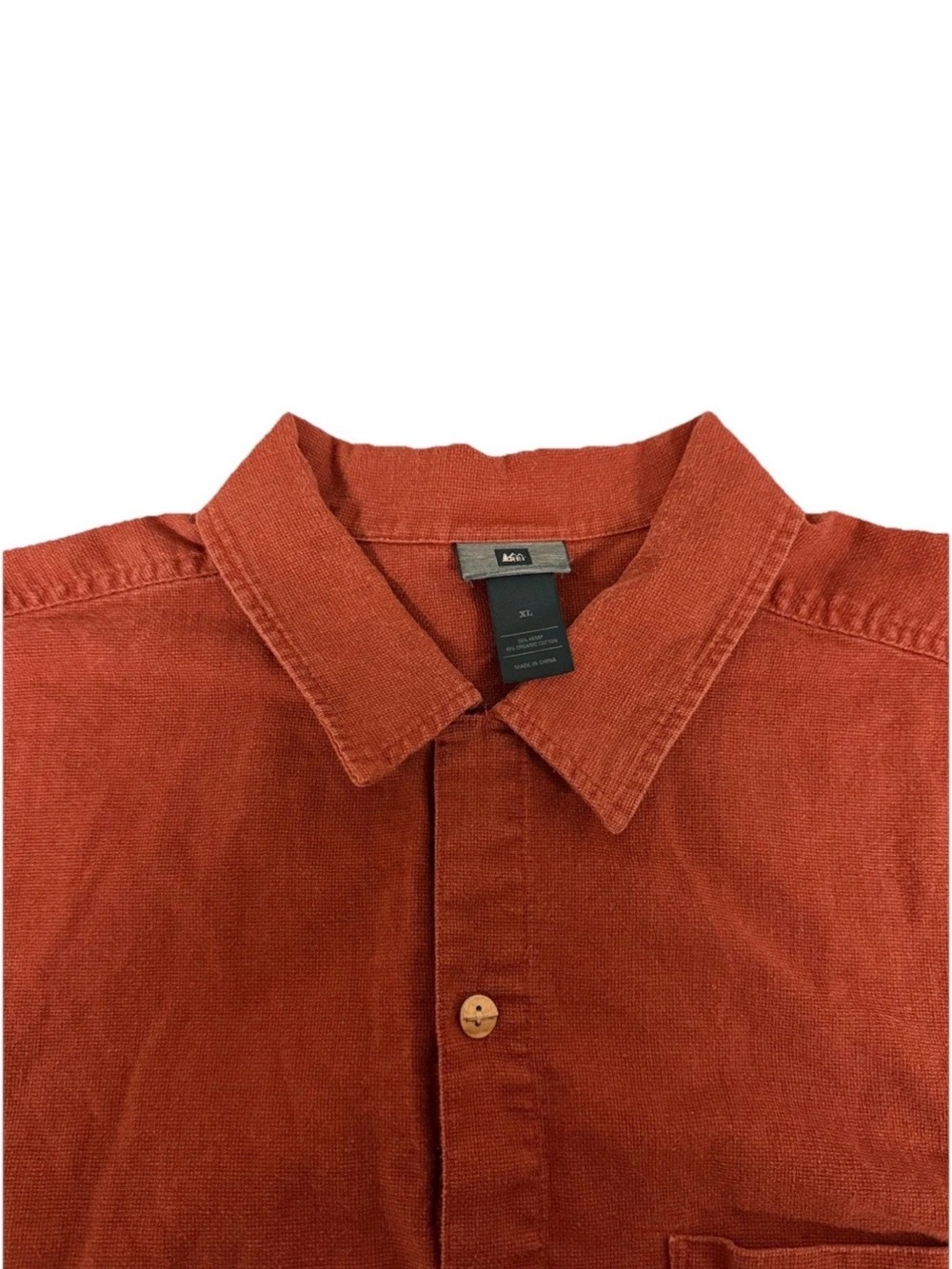 REI Men's XL Hemp-Blend Button Shirt in Rust